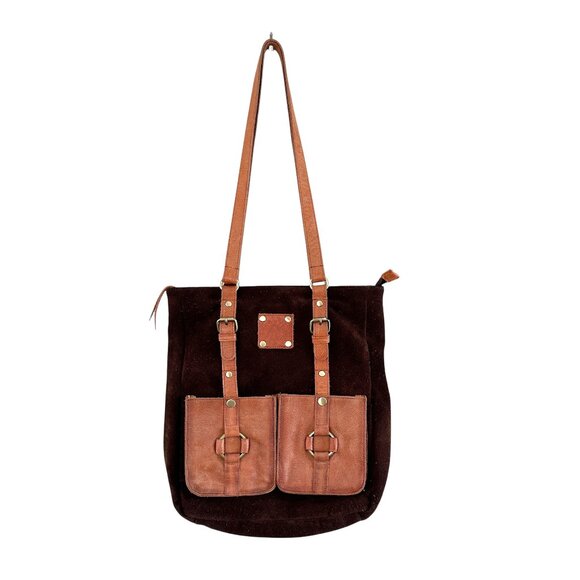 Anabaglish Handbags - Anabaglish Eleanor Soft Chocolate Brown Suede Tote Handbag
